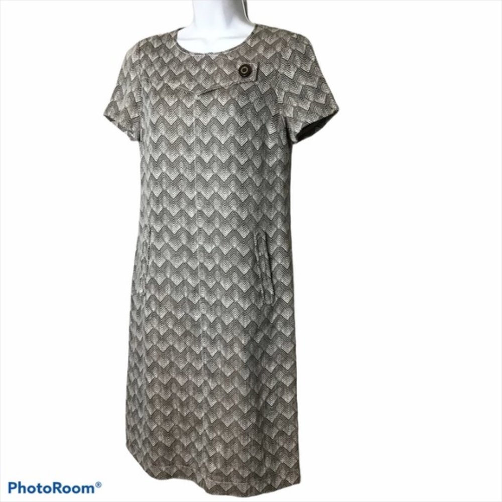 Tory Burch Tweed Patterned Dress w/ Button Detail